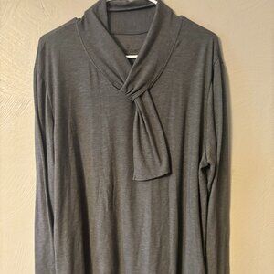 Cuddl Duds Tunic Top Shirt Womens XL Gray Long Sleeve A Line Cowl Neck Basic